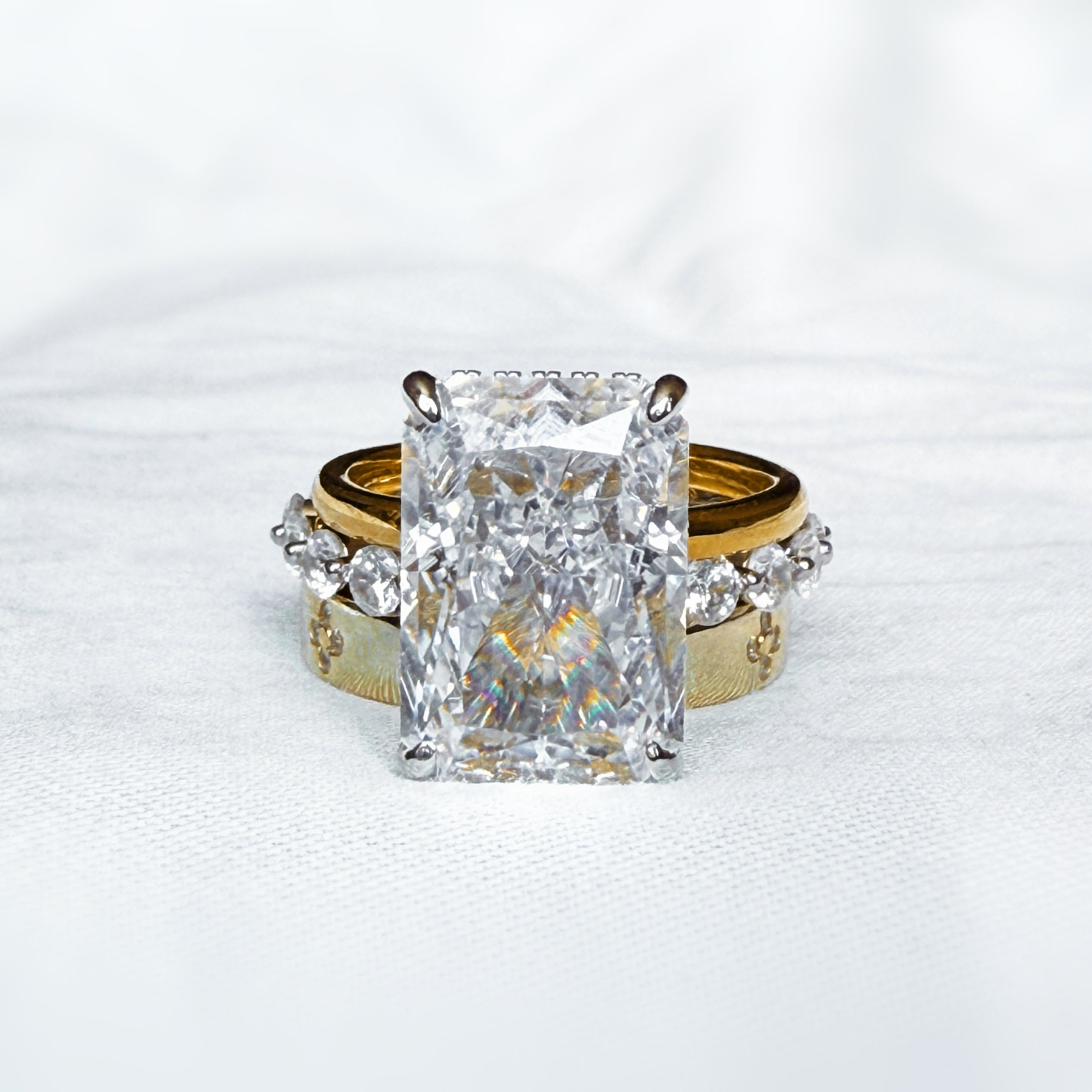 Regal Radiance 5.0 Carat Radiant Cut 3-Piece Wedding Set in Sterling Silver