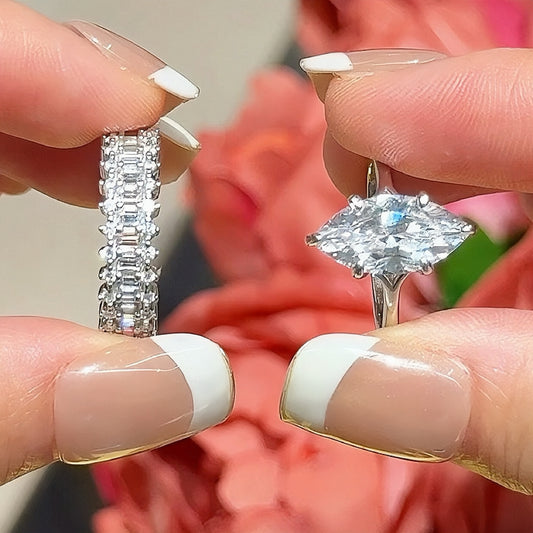 Elegant Allure 3.0 Carat Marquise Cut 3 - Piece Ring Set in Sterling Silver