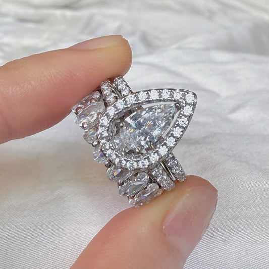 Dazzling Pear 1.5 Carat Pear Cut 3 - Piece Ring Set in Sterling Silver