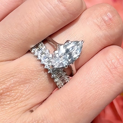 Elegant Allure 3.0 Carat Marquise Cut 3 - Piece Ring Set in Sterling Silver