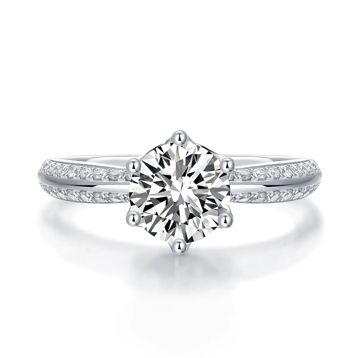 Celestial Beauty 1 Karat runder Moissanit-Solitärring aus Sterlingsilber 925 – größenverstellbar