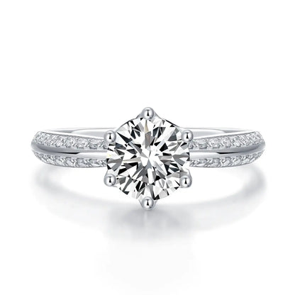 Celestial Beauty 1 Karat runder Moissanit-Solitärring aus Sterlingsilber 925 – größenverstellbar