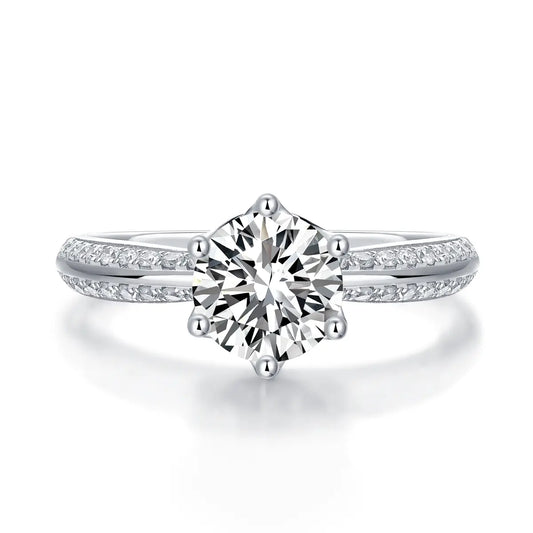 Celestial Beauty 1CT Round Moissanite Solitaire Ring in Sterling Silver 925