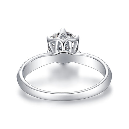 Celestial Beauty 1 Karat runder Moissanit-Solitärring aus Sterlingsilber 925 – größenverstellbar