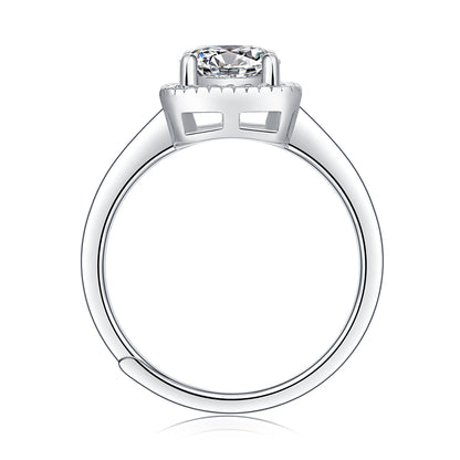 Elegant Embrace 1CT Asscher - Schliff quadratischer Moissanit-Ring aus Sterling-Silber 925 - Größenverstellbar