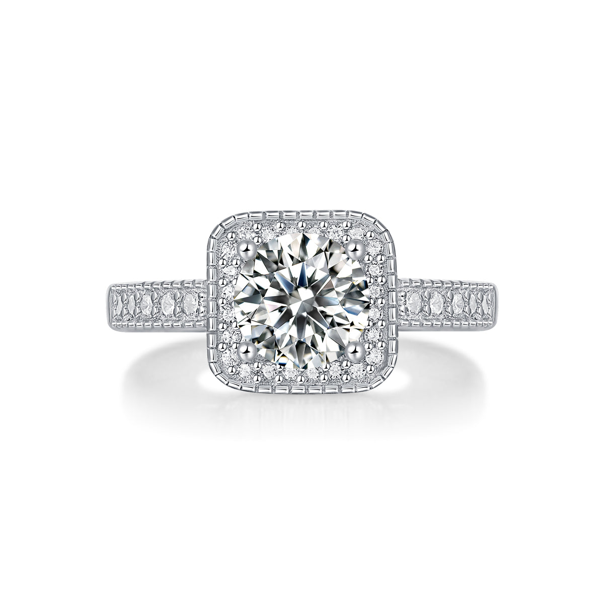 Elegant Embrace 1CT Asscher - Schliff quadratischer Moissanit-Ring aus Sterling-Silber 925 - Größenverstellbar