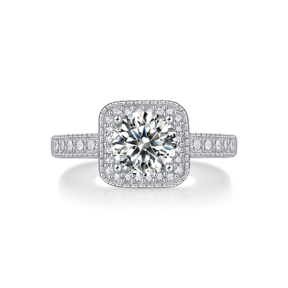 Elegant Embrace 1CT Asscher - Schliff quadratischer Moissanit-Ring aus Sterling-Silber 925 - Größenverstellbar