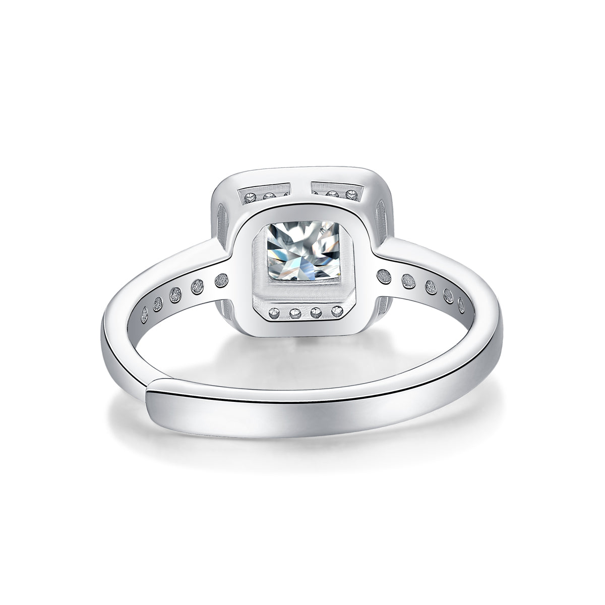 Elegant Embrace 1CT Asscher - Schliff quadratischer Moissanit-Ring aus Sterling-Silber 925 - Größenverstellbar