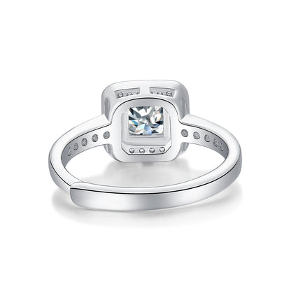 Elegant Embrace 1CT Asscher - Schliff quadratischer Moissanit-Ring aus Sterling-Silber 925 - Größenverstellbar