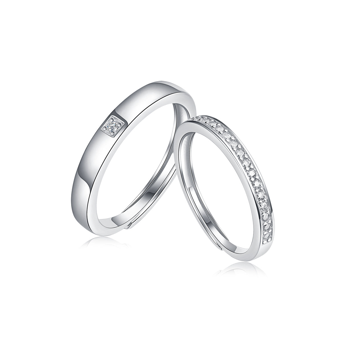 Sweet Union Sterling Silver 925 Moissanite Matching Rings
