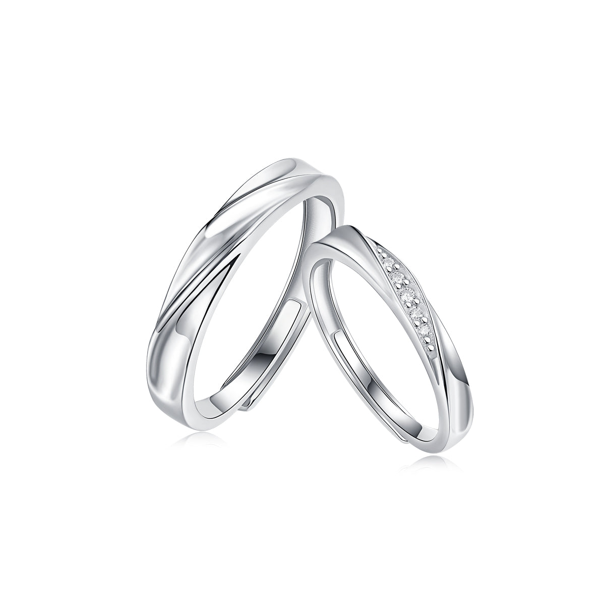 Sleek Harmony Sterling Silver 925 Moissanite Matching Rings