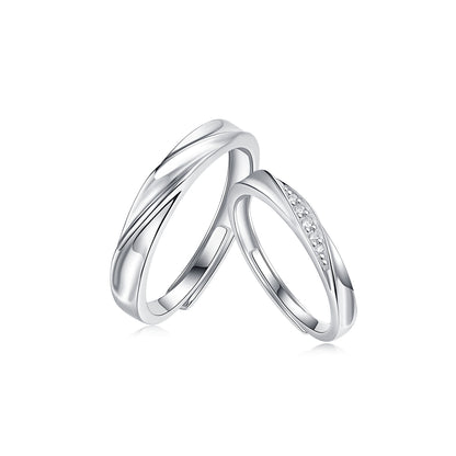 Sleek Harmony Sterling Silver 925 Moissanite Matching Rings