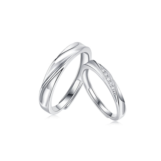 Sleek Harmony Sterling Silver 925 Moissanite Matching Rings