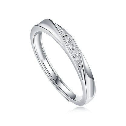 Sleek Harmony Sterling Silver 925 Moissanite Matching Rings