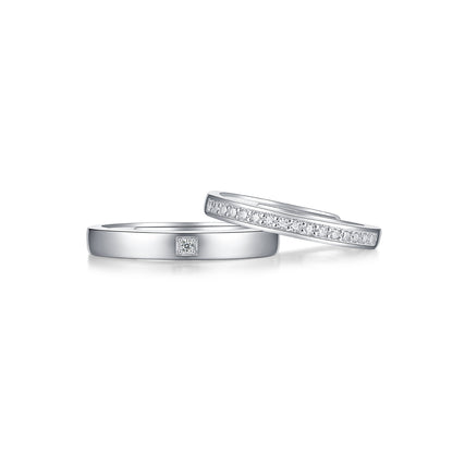 Sweet Union Sterling Silver 925 Moissanite Matching Rings