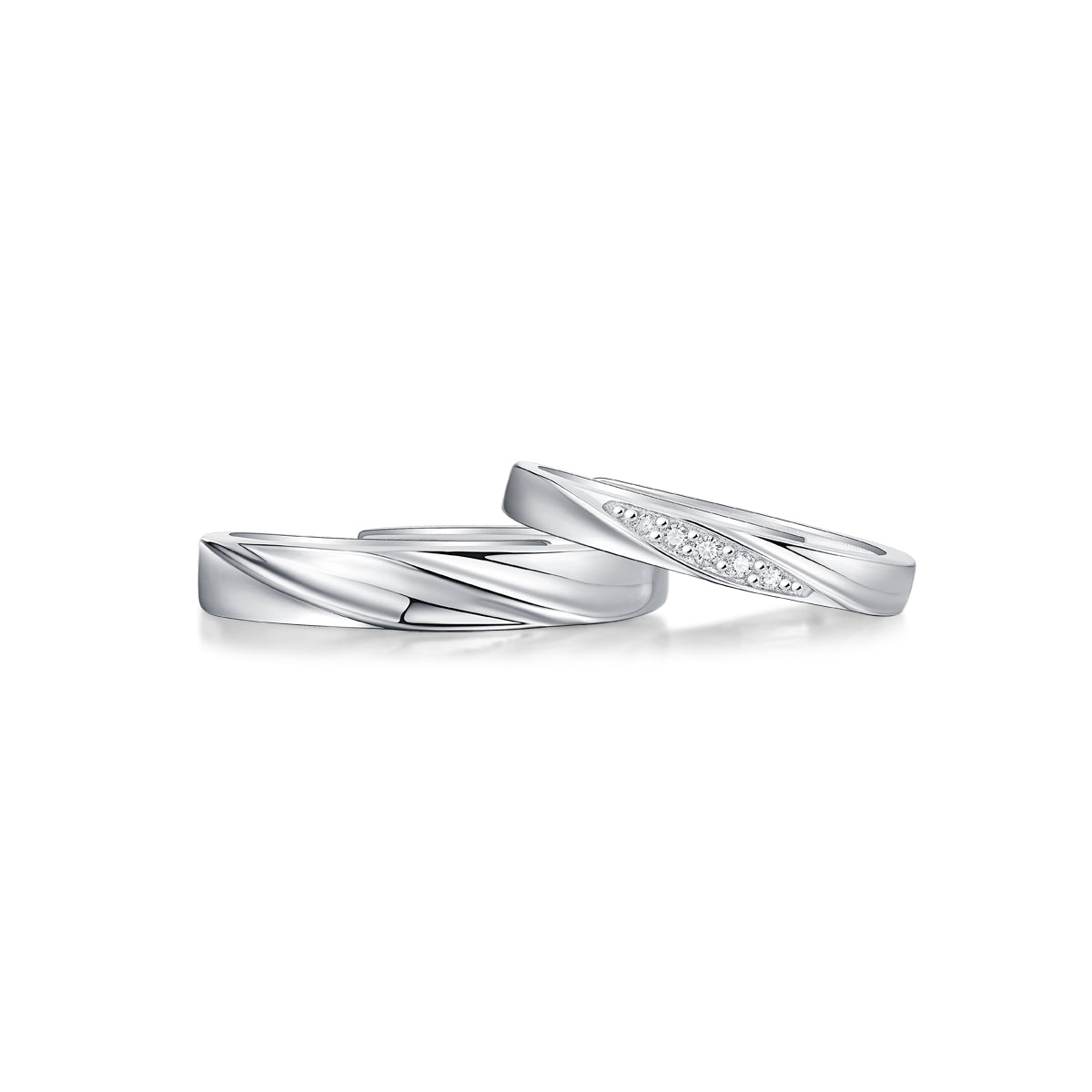 Sleek Harmony Sterling Silver 925 Moissanite Matching Rings