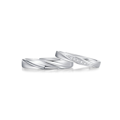 Sleek Harmony Sterling Silver 925 Moissanite Matching Rings