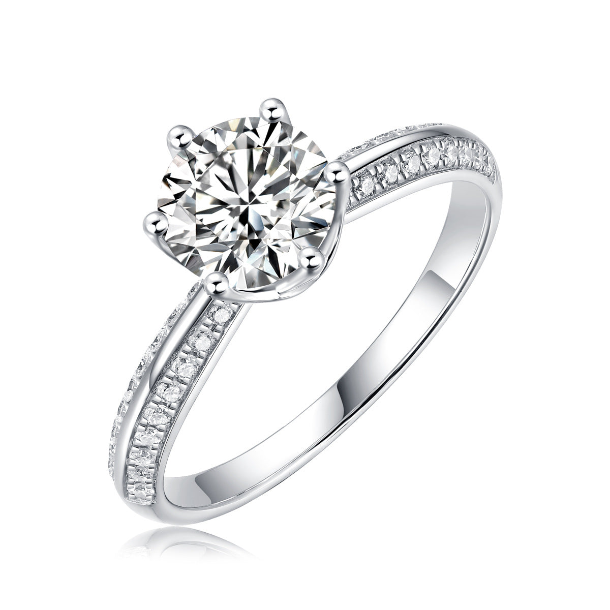 Celestial Beauty 1 Karat runder Moissanit-Solitärring aus Sterlingsilber 925 – größenverstellbar