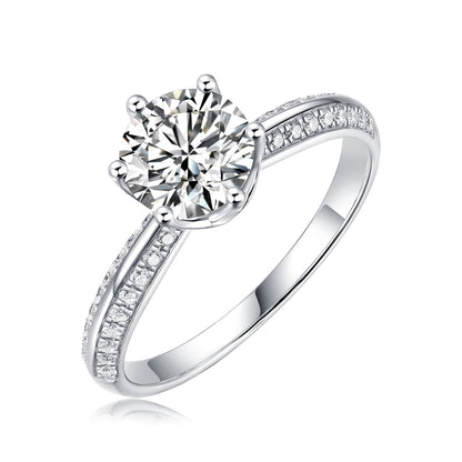 Celestial Beauty 1 Karat runder Moissanit-Solitärring aus Sterlingsilber 925 – größenverstellbar