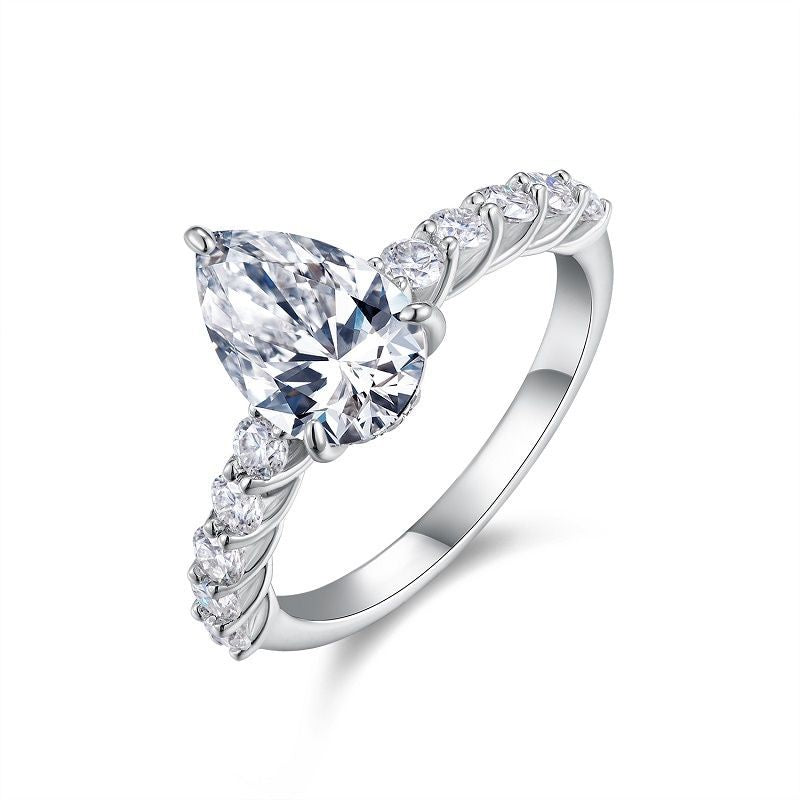 Graceful Pear 1CT Pear - Shaped Moissanite Solitaire Ring in Sterling Silver 925