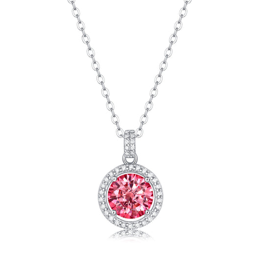 Blush Radiance Sterling Silver 925 Necklace with 1CT Pink Moissanite