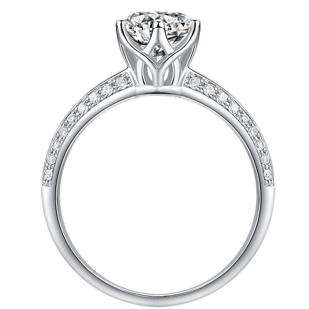 Celestial Beauty 1 Karat runder Moissanit-Solitärring aus Sterlingsilber 925 – größenverstellbar