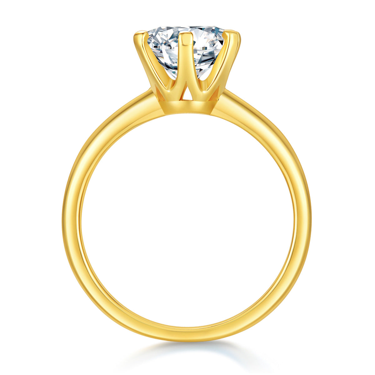 Golden Glow 1CT Round Moissanite Solitaire Ring in 18K Gold - Plated Sterling Silver 925