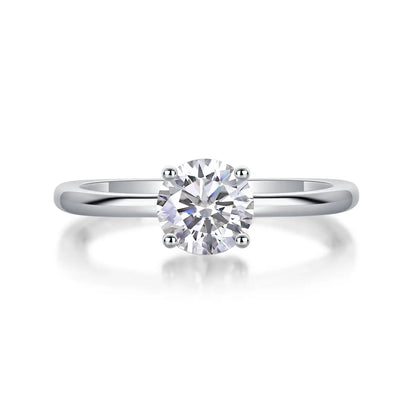 Timeless Grace 1CT Round Moissanite Solitaire Ring in Sterling Silver 925