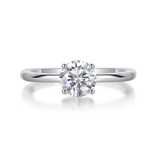 Timeless Grace 1CT Round Moissanite Solitaire Ring in Sterling Silver 925