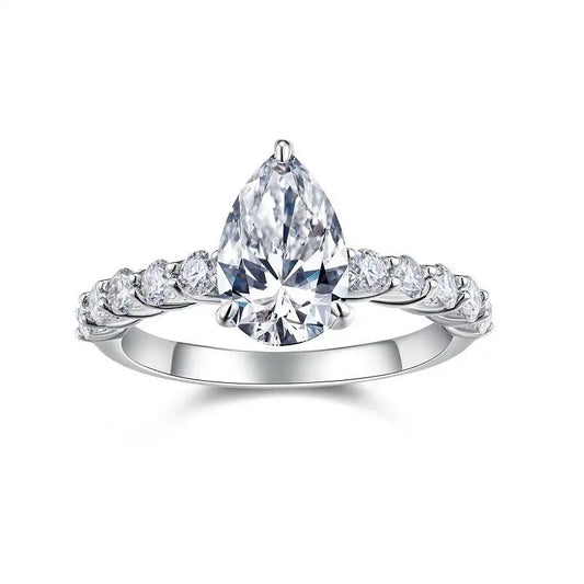 Graceful Pear 1CT Pear - Shaped Moissanite Solitaire Ring in Sterling Silver 925
