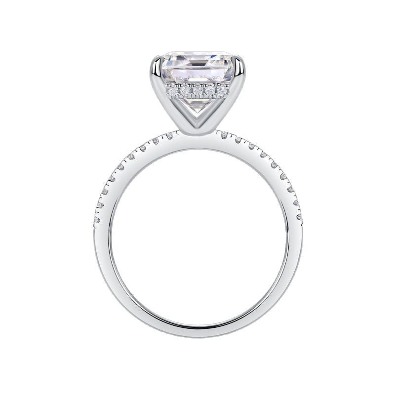 Vintage Grace 1CT Emerald - Cut Moissanite Solitaire Ring in Sterling Silver 925