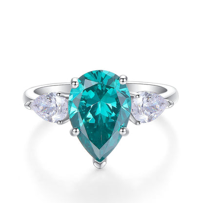 Regal 7.0 Carat Pear Cut Engagement Ring for Women in Sterling Silver