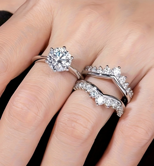 Elegant 3.0ct Round cut 2pc Wedding Ring Set in Sterling Silver