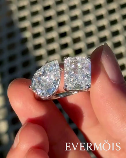 Regal 4.0ct Pear & Radiant Cut Engagement Ring for Women in Sterling Silver