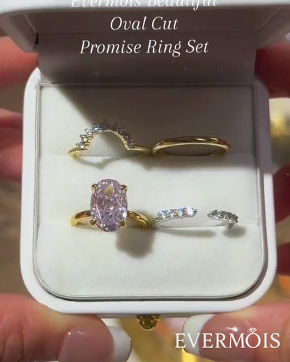 Lavender Radiance 3.5 Carat Oval Cut 4 - Piece Ring Set in Sterling Silver