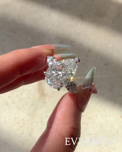 Majestic Sparkle 7.0 Carat Pear Cut Engagement Ring in Sterling Silver