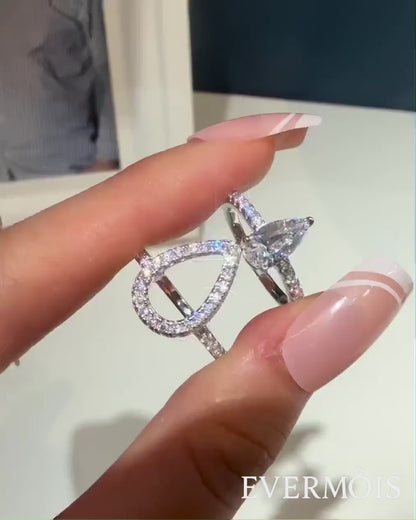Petal Drop 1.5 Carat Pear Cut 2-Piece Wedding Set in Sterling Silver